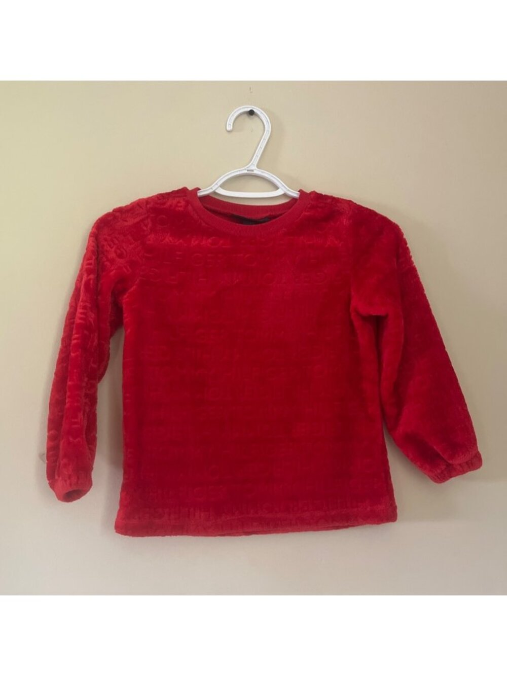 3 For $6 Tommy Hilfiger Girls Size 5 Red Long Sleeve Sweatshirt Raised Logo